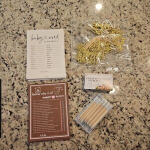 Gold And Brown Bear Theme Baby Shower Game Set